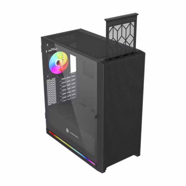 کیس کامپیوتر لاجی کی مدل LK-C644B با طراحی Mid-Tower، پنل شیشه‌ای، نورپردازی ARGB، پشتیبانی از کارت گرافیک 410 میلی‌متری و خنک‌کننده مایع 360mm؛ انتخابی ایده‌آل برای سیستم‌های گیمینگ و حرفه‌ای.