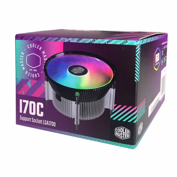خنک‌کننده پردازنده کولر مستر مدل i70C RGB با نورپردازی ARGB، صدای کم و عملکرد قدرتمند، انتخابی عالی برای سیستم‌های مبتنی بر سوکت LGA1700 است.