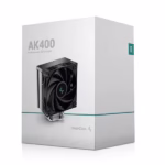 فن خنککننده دیپکول DeepCool AK400 با فن 120 میلیمتری کمصدا، چهار هیتپایپ مسی و توان دفع حرارت تا 220 وات، مناسب پردازندههای Intel LGA1700 و AMD AM5.