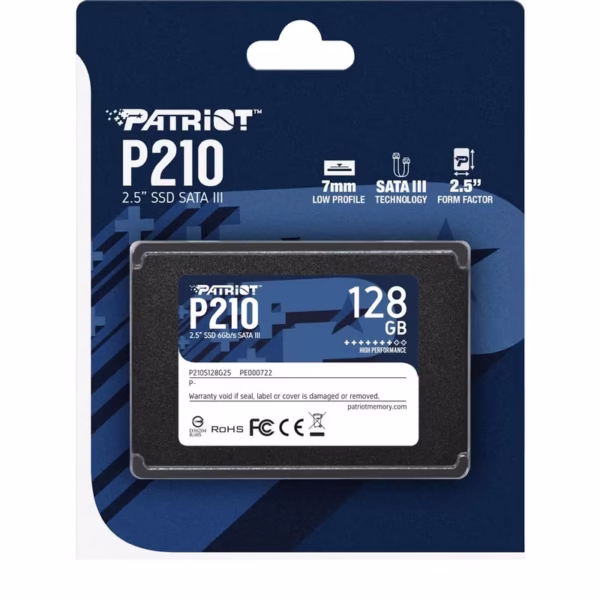 اس اس دی پتریوت P210 ظرفیت 128GB با رابط SATA III و سرعت بالا. مناسب لپ‌تاپ و کامپیوتر، با قیمت اقتصادی و عملکرد پایدار.