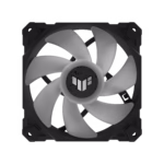 فن کیس ایسوس مدل TUF Gaming TF120 ARGB با ابعاد 120×120×25 میلیمتر، سرعت چرخش تا 1900 دور در دقیقه، جریان هوای 76CFM، فشار استاتیک 2.5mmH₂O.