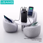 پاوربانک یوسمز CD251 با ظرفیت 20000 میلیآمپر ساعت، شارژ سریع 20 وات PD، سه خروجی USB-A و Type-C و نمایشگر دیجیتال، مناسب گوشی و تجهیزات دیجیتال.