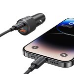 شارژر فندکی یوسمز CC283 با توان ۶۰ وات، دو پورت USB-A و USB-C، پشتیبانی از PD و QC 3.0، شارژ سریع و امکان شارژ همزمان دو دستگاه.
