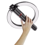 رینگ لایت یوسمز ZB323 با نور ۱۰ اینچی، ۶۴ LED، سه حالت نور، ۱۰ سطح روشنایی، باتری ۱۲۰۰mAh، سهپایه ۲.۳ متری و ریموت Bluetooth؛ مناسب تولید محتوا و عکاسی.