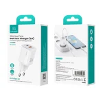 خرید شارژر دیواری یوسمز CC254 با توان 30 وات، فناوری GaN، دو پورت USB-C و USB-A، پشتیبانی از PD 3.0 و QC 3.0 و طراحی کوچک و سبک.