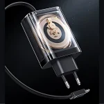 شارژر دیواری یوسمز CC299 با توان 65 وات، فناوری GaN، دو پورت USB-A و Type-C و کابل داخلی جمع‌شونده، مناسب شارژ سریع گوشی، تبلت و لپ‌تاپ.