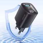 شارژر دیواری یوسمز CC229 با توان 30 وات، فناوری GaN، دو پورت USB-A و USB-C، پشتیبانی از PD و QC 3.0 و نمایشگر دیجیتال، مناسب شارژ سریع گوشی و تبلت.