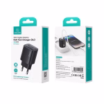 شارژر دیواری یوسمز CC229 با توان 30 وات، فناوری GaN، دو پورت USB-A و USB-C، پشتیبانی از PD و QC 3.0 و نمایشگر دیجیتال، مناسب شارژ سریع گوشی و تبلت.