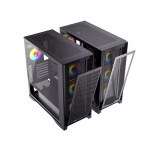 کیس لاجیکی LogiKey C634B با پنل شیشه‌ای، بدنه SPCC، پشتیبانی از مادربرد E-ATX و ATX، کارت گرافیک تا 415mm و 4 فن پیش‌فرض، مناسب سیستم گیمینگ.