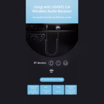 خرید گیرنده بلوتوثی یوسمز USAMS SJ464 با Bluetooth 5.0، خروجی AUX، میکروفون داخلی، کابل فنری و قابلیت مکالمه هندزفری؛ مناسب خودرو و سیستم صوتی.