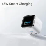 خرید شارژر دیواری انکر Nano A121D 45W با توان 45 وات، پورت USB-C، فناوری PD و PPS، نمایشگر هوشمند، طراحی کوچک و دوشاخه تاشو؛ مناسب شارژ سریع گوشی و تبلت.