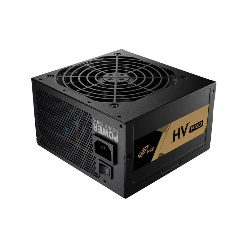خرید پاور FSP HV PRO 550W با توان 550 وات، گواهی 80 PLUS 230V EU، Active PFC، ریل +12V قدرتمند، فن 120 میلی‌متری و مدارهای حفاظتی کامل.